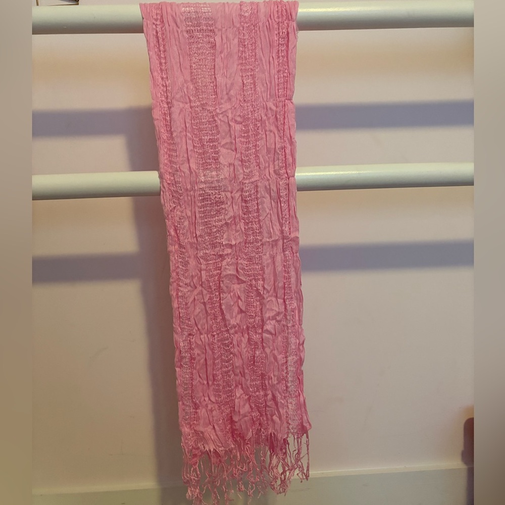 Pink Crinkled Scarf